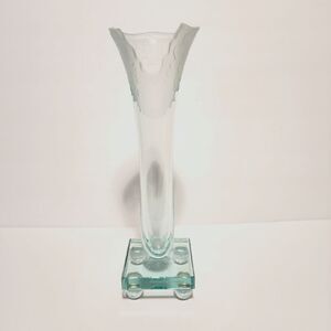 Clear 13" Tall Wave Glass Vase Signed by Salvatore Polizzi